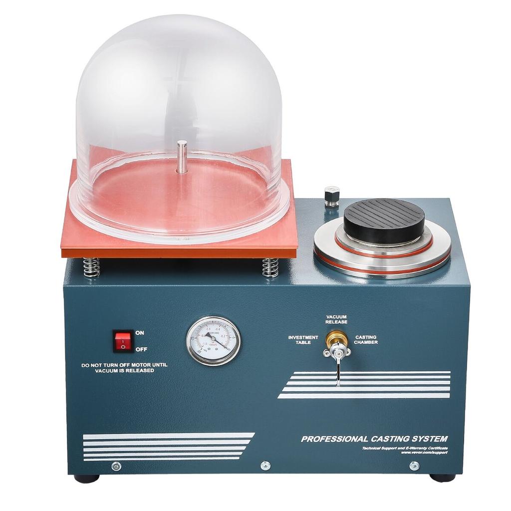 Vacuum Investing Casting Machine 290W Power 3CFM Pump Bell Jar for Jewelry