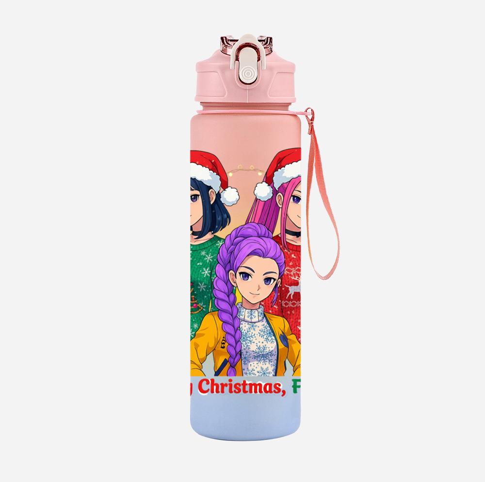 Bottiglia d'Acqua K-Pop Cacciatori di Demoni Stampata per Natale da 750 ml Tazza Grande Capacità Tazza da Acqua Portatile per Bambini Sport all'Aperto Regalo per Bambino