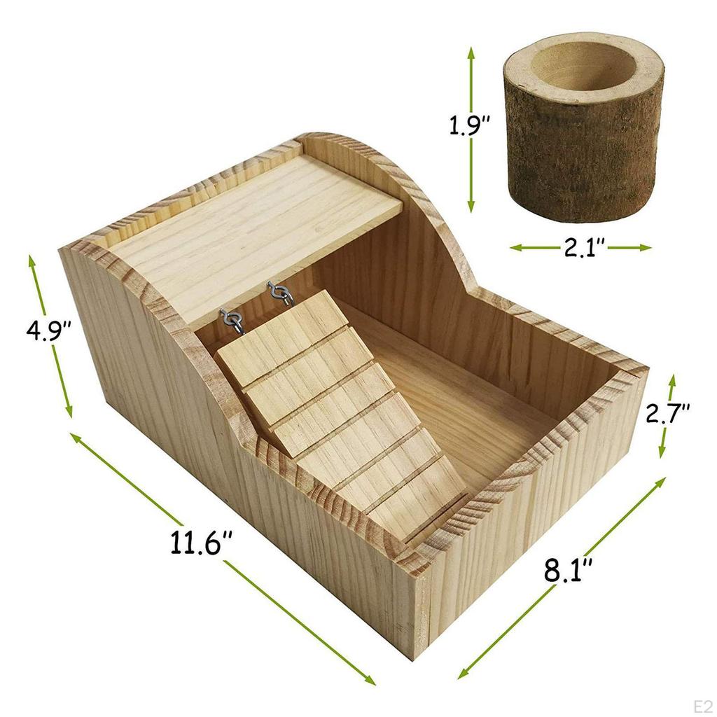 Casa per criceti in legno con scala, divertente habitat, decorazione, giocattolo, nascondiglio per gerbilli di piccole dimensioni