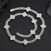 European and American Hip Hop Spring Buckle Four-leaf Clover Rhombus Cuban Chain Zircon Necklace Versatile Jewelry Men's Necklace