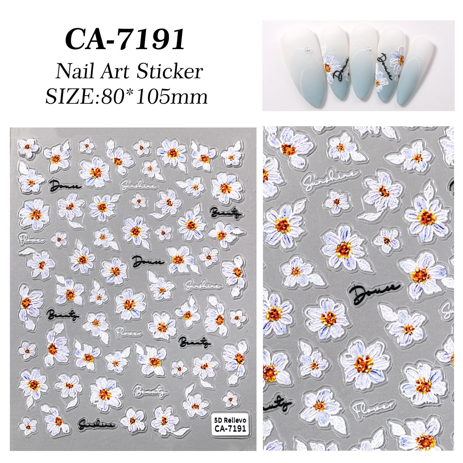 Весенние георгины 5D тисненые наклейки для ногтей: DIY Украшения для ногтей в стиле хризантемы