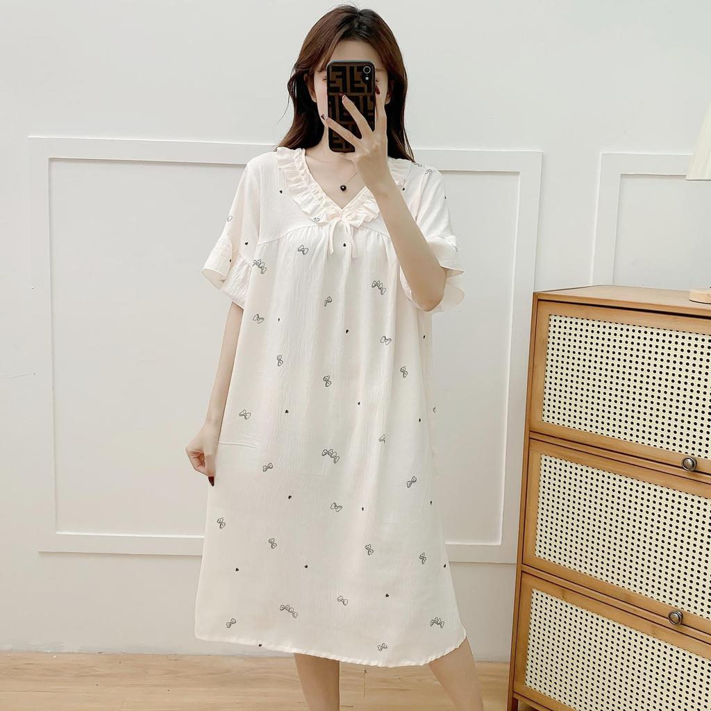 Women's Cloud Cotton Short Sleeve Nightgown - Summer Pajamas & Outdoor Sweet Girly Dress Homewear