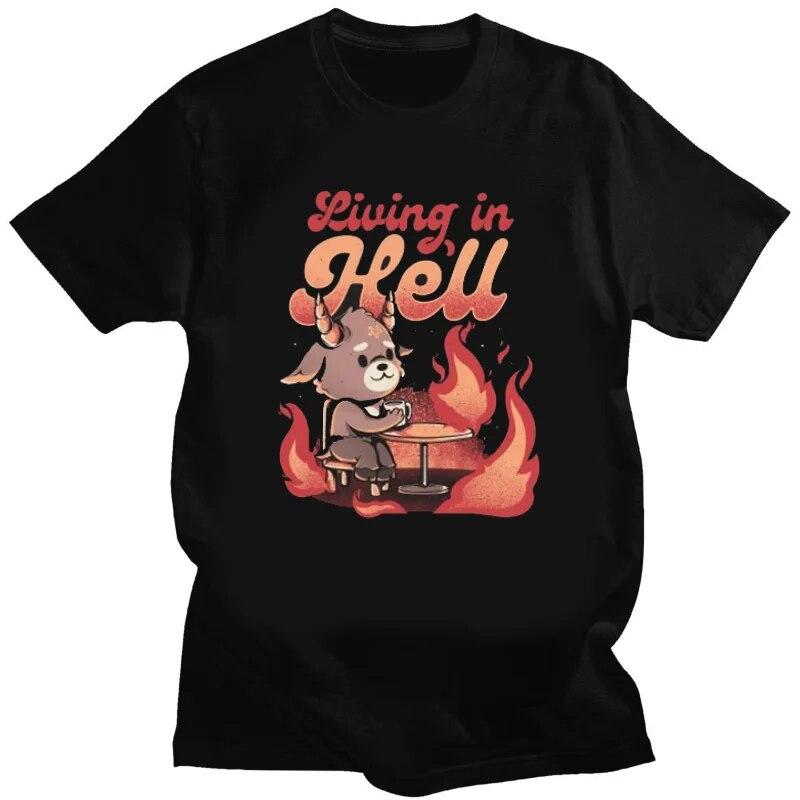 Kawaii Satan Demon Graphic Tshirts Funny Goat TeeHail Baphomet Horror Funny Evil T Shirt Unisex Women Summer XS-4XL Tee Shirts