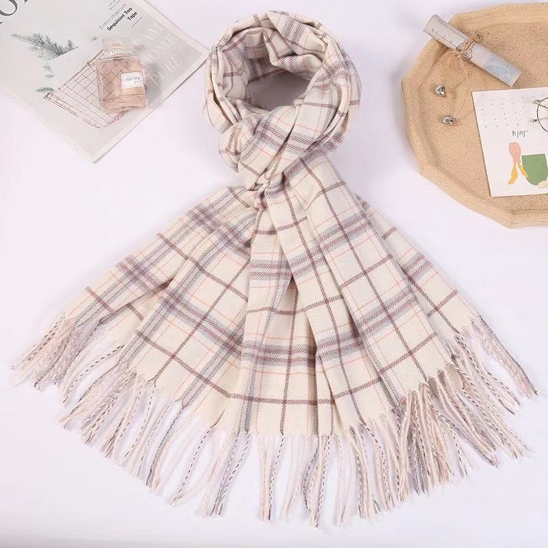Autumn And Winter Simple Women'S Plaid Scarf Shawl European And American Thick Warm Long Imitation Cashmere Scarf