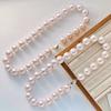 16Mm Vintage Haute Couture Large Grain Manta Rose Faux Crystal Pearl Necklace Collarbone Sweater Chain