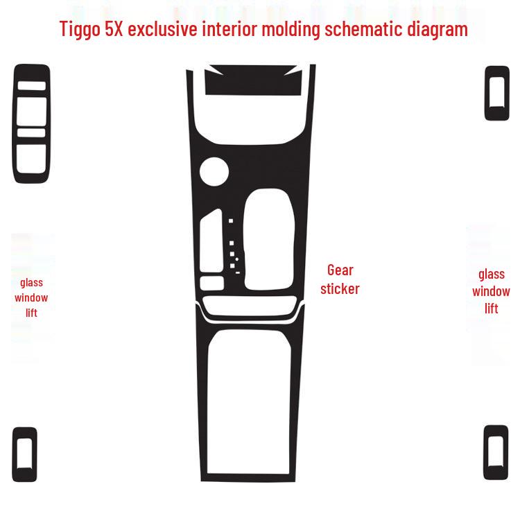 Tiggo 5X Kohlefaser-Interieuraufkleber für Konsole und Schalthebeldekor