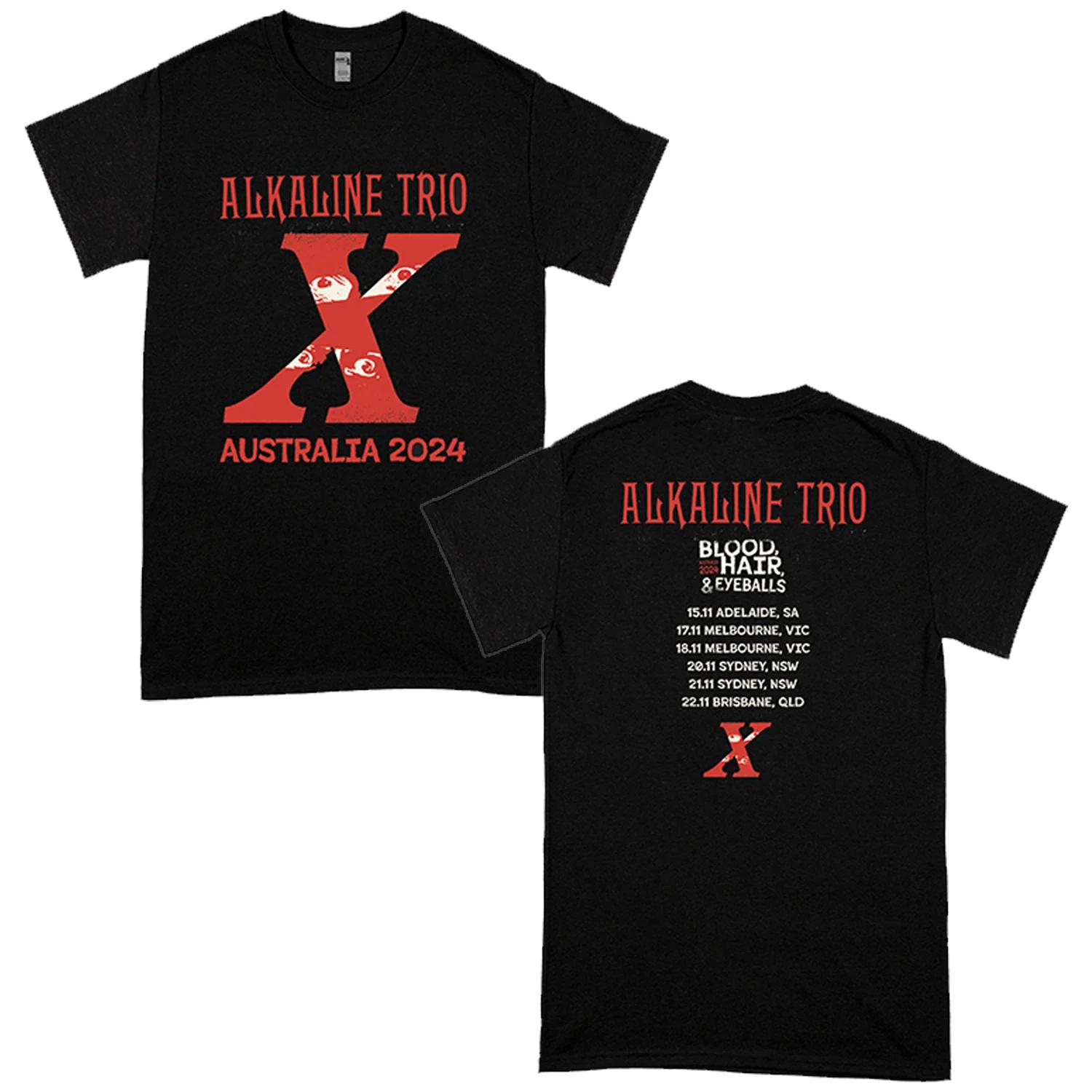 

2026 Alkaline Trio Heart Skull T Shirt Blood Hair and Eyeballs Tour 2024 Music Concert Vintage Washed Graphic Versatile Stylish S
