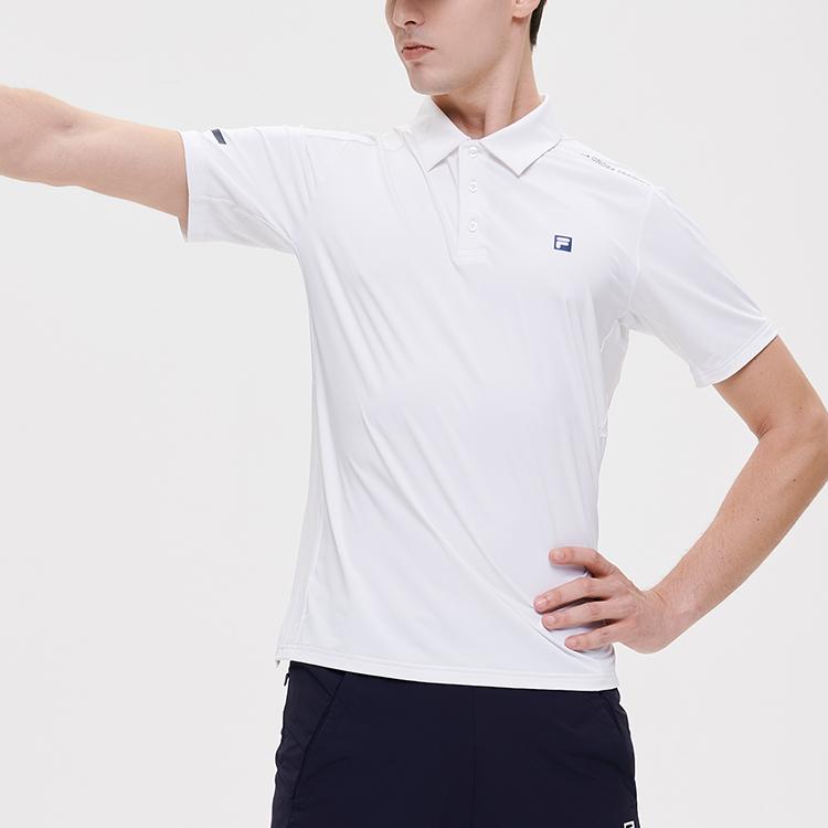 Fila Athletics Letter Print Sports Casual Short Sleeve Polo Shirt Men Polo Shirts Jade-White A11M131151F-WT