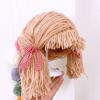 Bangs Baby Gebreide Muts met Vlechtjes Pruik Bevestigd Kinder Cosplay Haar Kap voor Baby Meisjes
