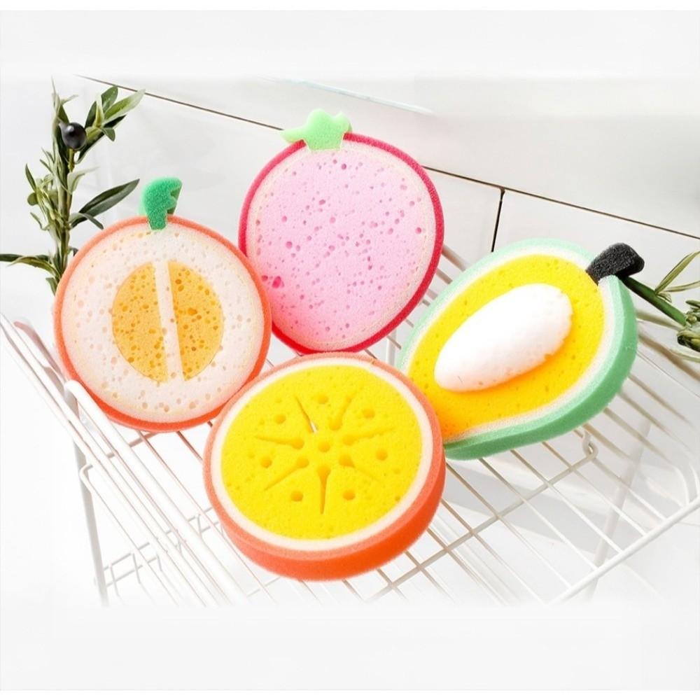 1PC Sponge Cleaner Magic Sponge Fruit Shaped Dishwashing Wipe Washcloth Kitchen Cleaning Tools