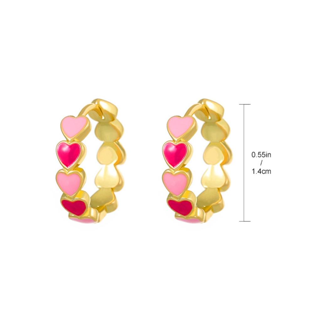 Color Love Ear Buckle Niche Design Sense Simple and Sweet Personality Circle Earrings