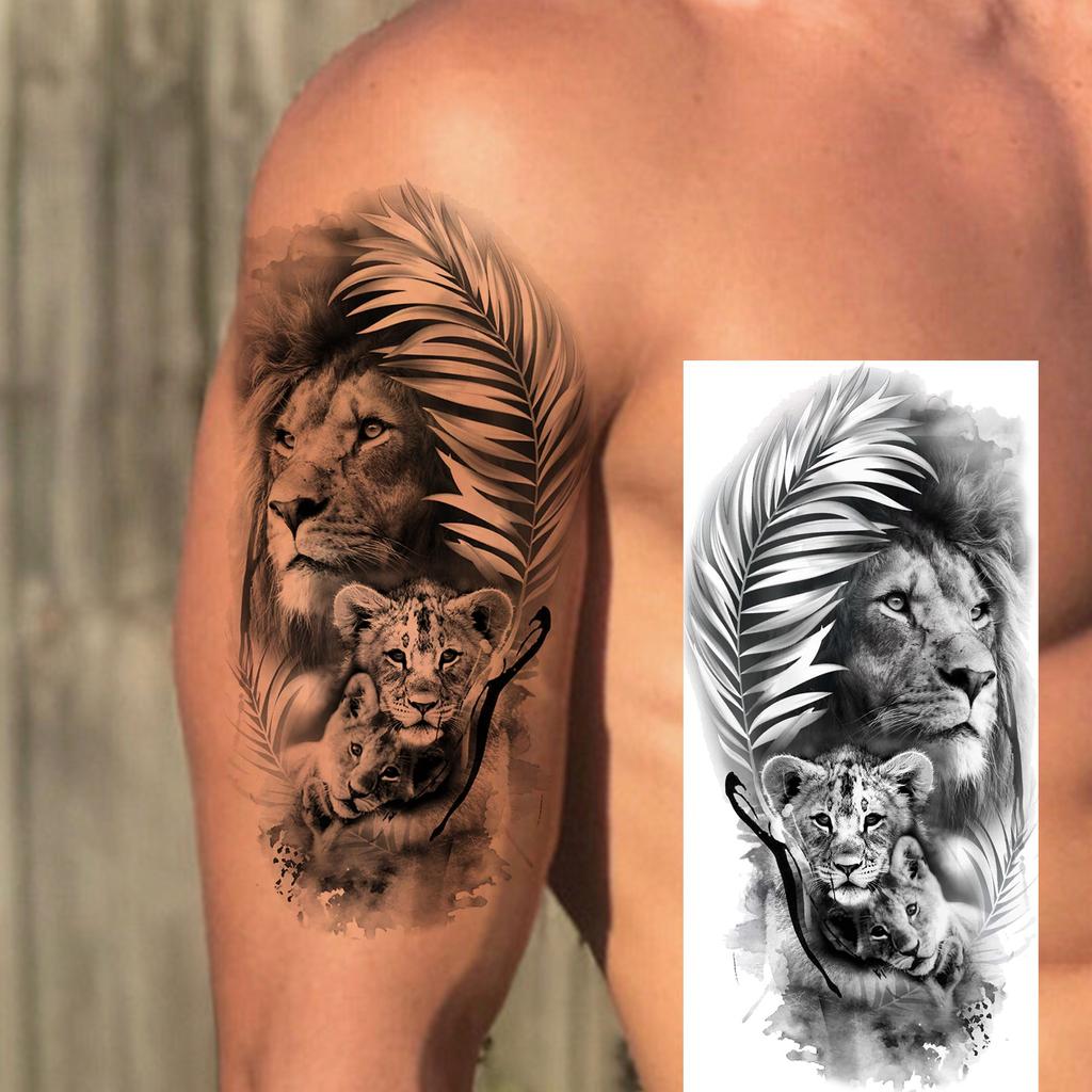 1 Sheet Creative Lion Tiger Family Temporary Tattoos Realistic Eagle Owl Animals Tatoos Waterproof Fake Tattoo Sticker Last Long