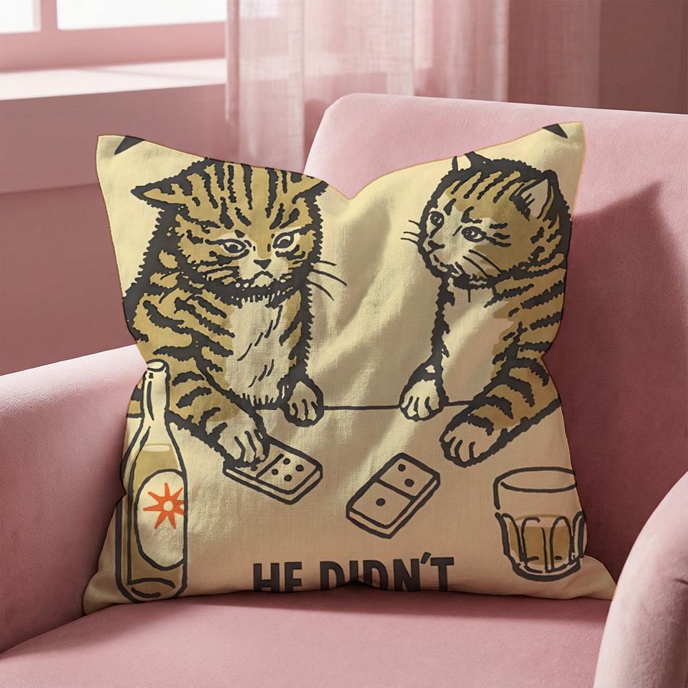 Cheers Drunk Cats Cushion Cover Multi-Scene Pillow Cover for Home & Car - Reversible, Soft & Durable for Daily Use