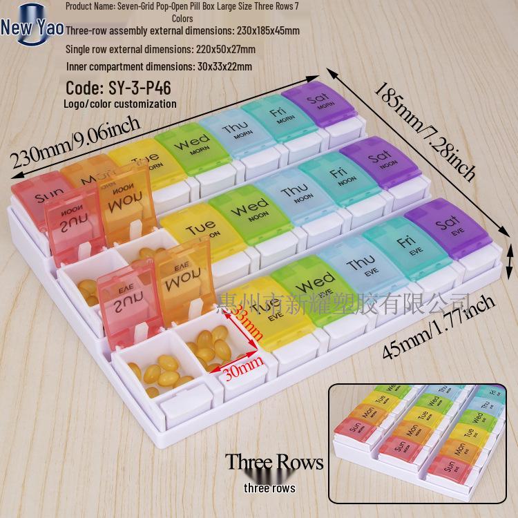 Seven-Day Pill Organizer: Morning, Noon, Night Portable Capsule Case with Large Capacity