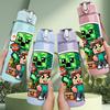 1PC Creeper Boy Game Character Duo 750ml Color Plastic Sports Water Bottle Leakproof Flip Straw Lid For Sports Office Home Use