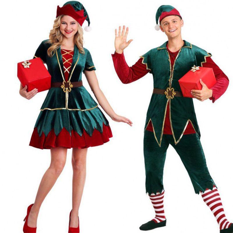 Elf Christmas Santas Helper Holiday Unisex Fancy Dress Halloween Costume Adult
