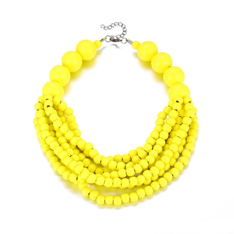 Afrykański Styl Bohemski Wielowarstwowy Drewniany Ręcznie Robiony Naszyjnik Bib z Koralików dla Kobiet Letnia Biżuteria Akcesoria Czoker