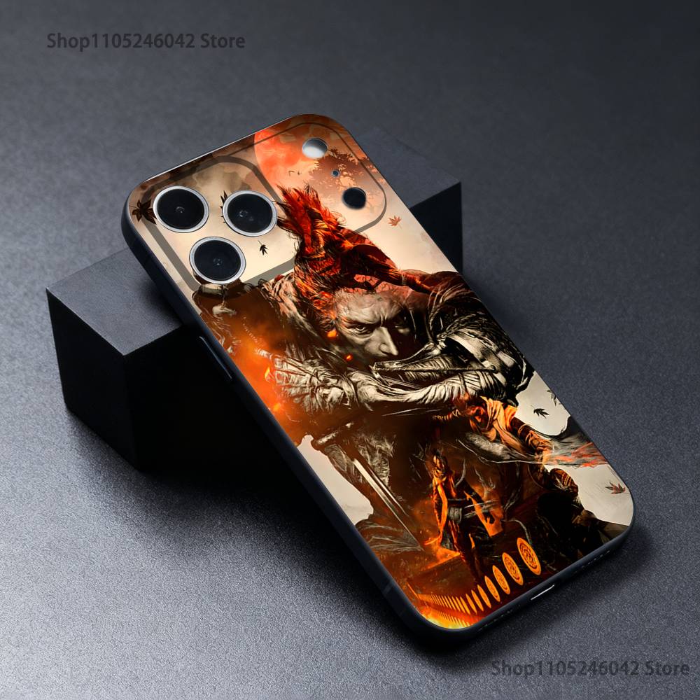 

S-Sekiro Game Phone Case For iPhone 17,16,15,14,13,12,11,Pro,Max,Plus Black Soft Cover iPhone14Pro