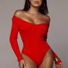 2024 European & American V-neck Long Sleeve Ribbed Jumpsuit - Casual Bodycon for Autumn/Winter Women's Fashion.