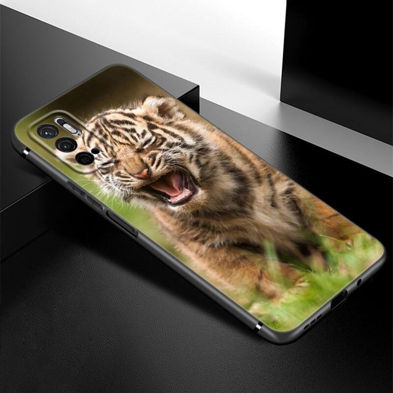 Cute Little Tiger Phone Case For Xiaomi Redmi Note 7 8 8T 9 9S 10 10S 10T 11 11S 4G 11E 11T Pro 5G Soft TPU Black Cover
