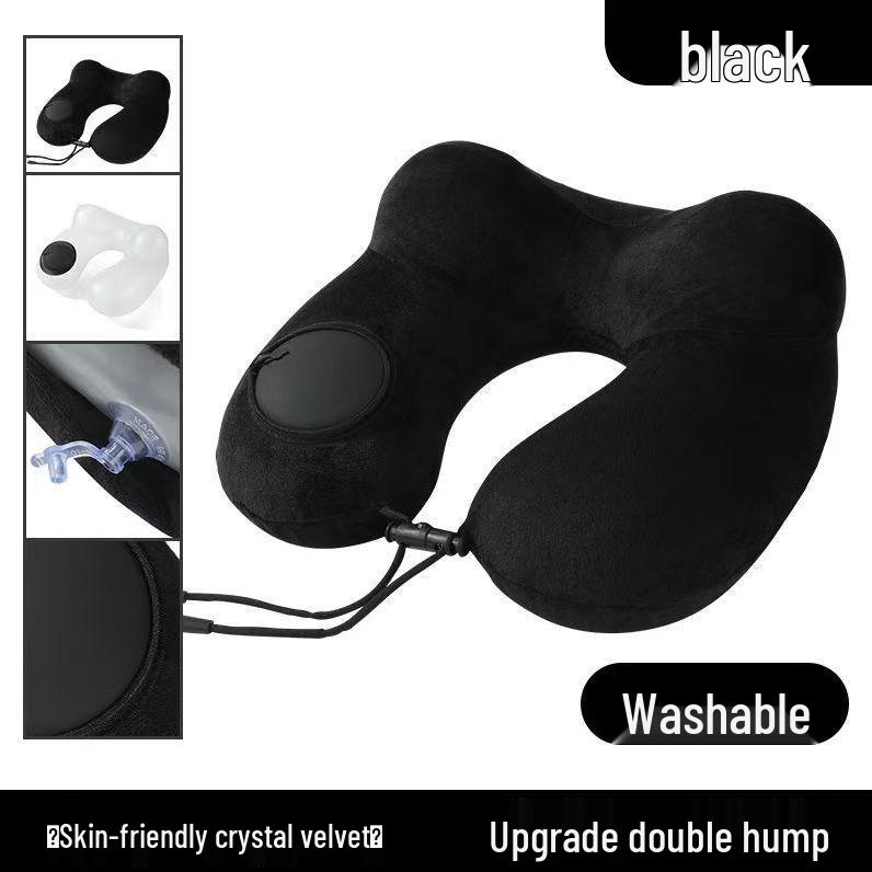 U-förmiges Reise-Nackenkissen - Zum Aufblasen drücken, Tragbare Stütze für Flüge und Geschäftsreisen