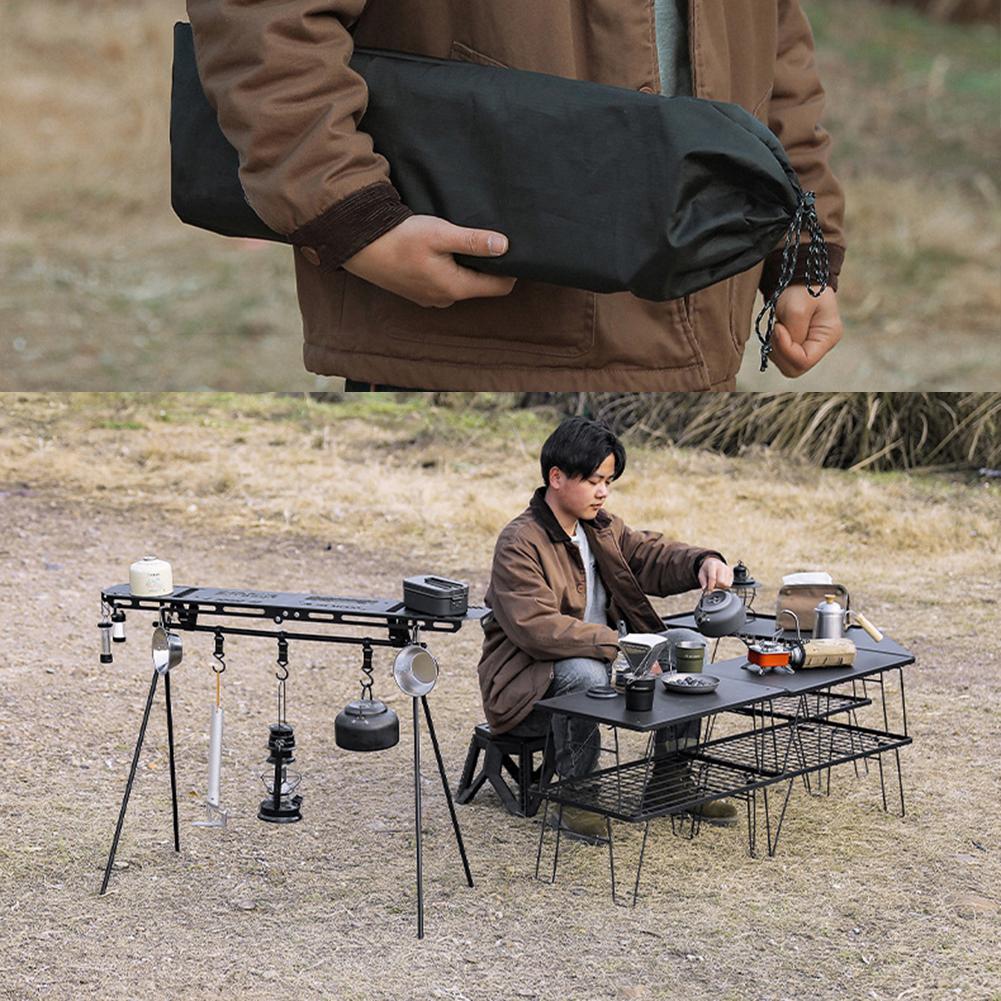 Foldable Camping Tripod Top Plate High Strength Bending Camping Hanging Rack Top Plate with Hanging Hole for BBQ Picnic Hiking