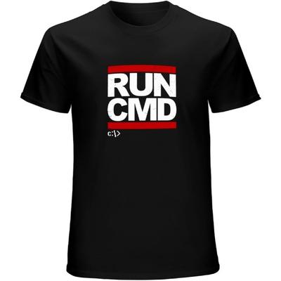 YELIYA Run CMD Vintage T Shirt Short Sleeve Funny Top Black