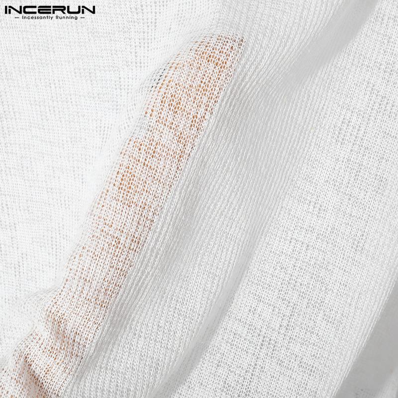 INCERUN Men Autumn Long Sleeve Thin Knitted Pullover Tops Undershirts