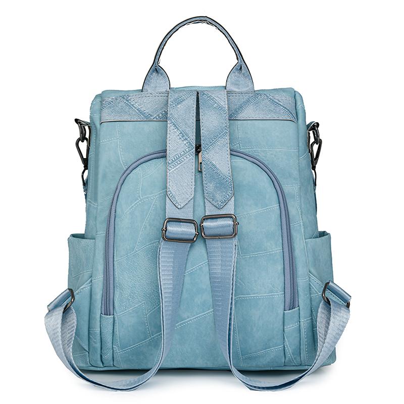 Pendler Rucksack aus weichem Leder Damen Rucksack mit großem Fassungsvermögen Einfarbige Reisetasche