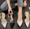 2024 Spring/Summer New skinny heel back hollow strap sexy temperament overhead sandals High-heeled shoes pumps women shoes