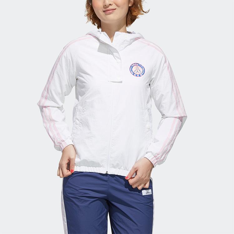 adidas Neo Favorite Windbreaker With Full Zip Hoodie Women Jacket White GP5867