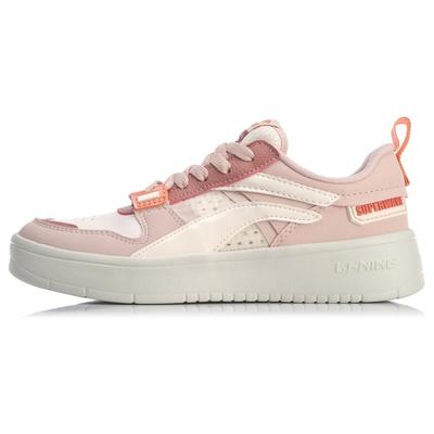 Li Ning Wave SUPERWAVE Lite Comfortable Slip Resistant Abrasion Resistant Low Top Skateboard Shoes Women's Pink AGCQ082-3