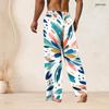 Men S Plus Size Printed Drawstring Waist Straight Leg Full Length Beach Pants With Pockets