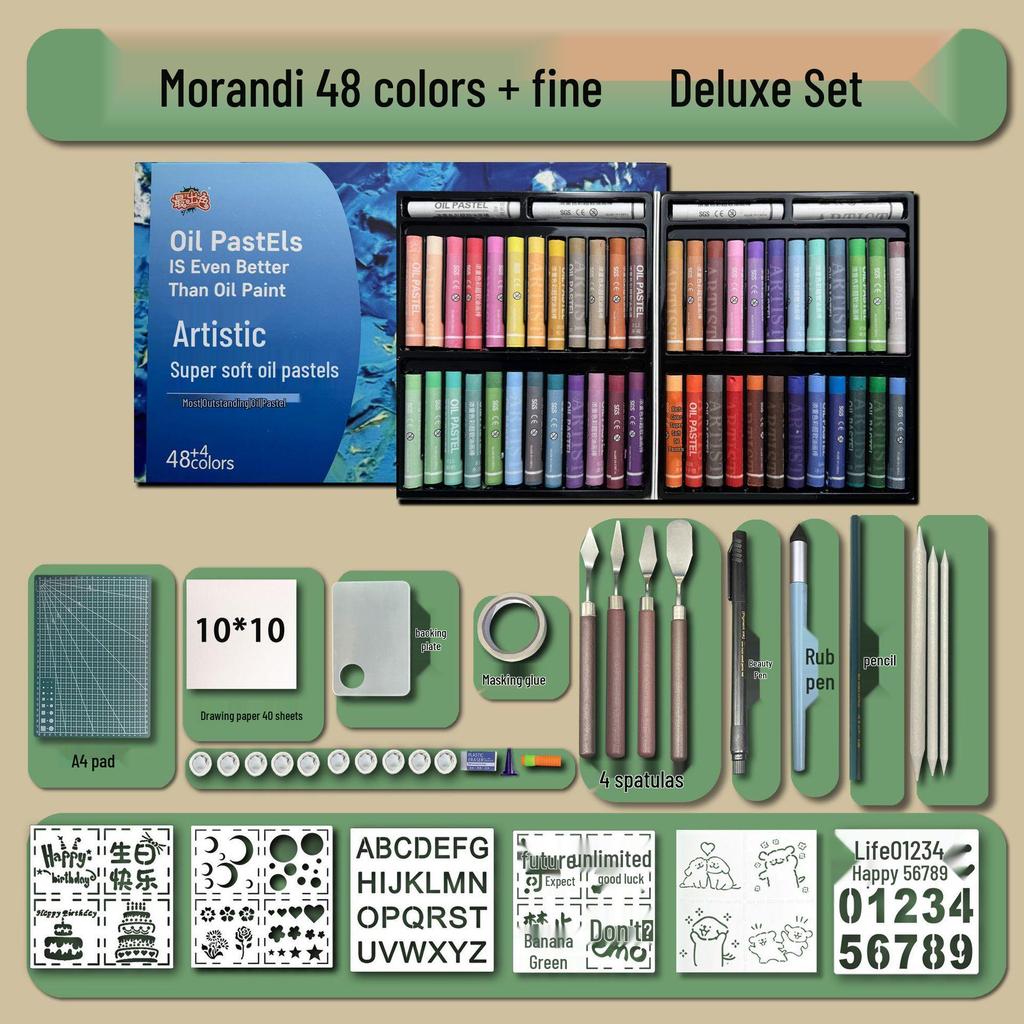 48-Color Super Soft Oil Pastels Set with Scraper - Child's Painting Kit