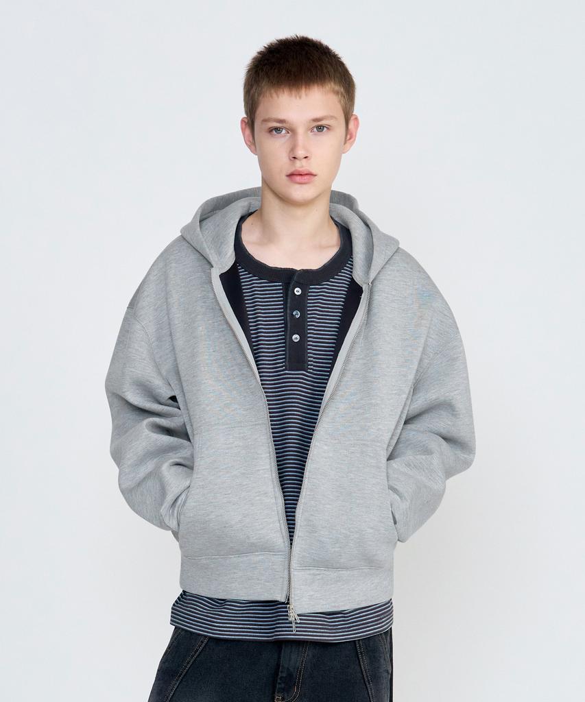 Juan Homme Neoprene Zip-Up Hoodie (Melange Gray)