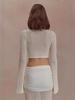 2026 Stylish Women's Resort Lace Bell Sleeve Crop Top and High Waist Two-Piece Set