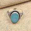 Blue Chalcedony  Ring  925 Sterling Silver Handmade Lab-Created Jewelry For Anniversary Gift