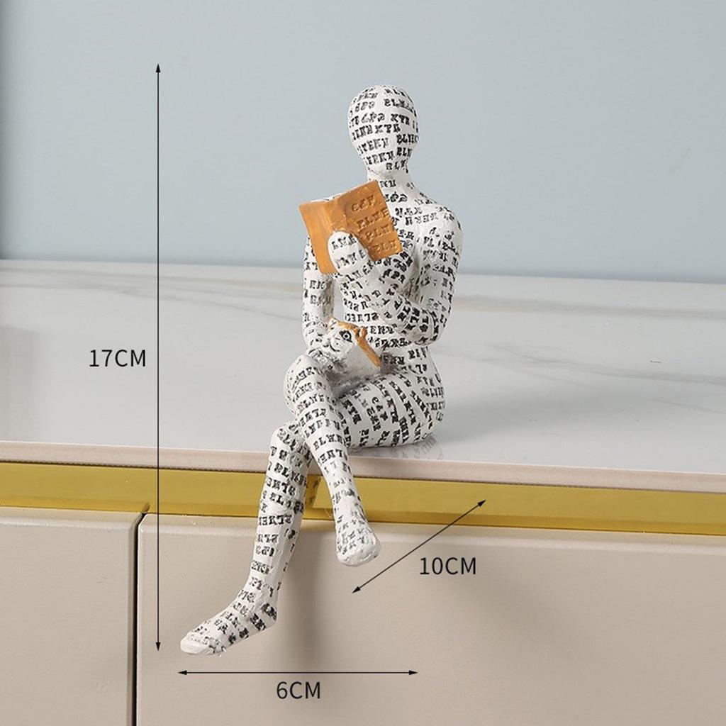 Resin Reading Woman Figurine Bookshelf Decoration Ornament for Home Decoration Living Room