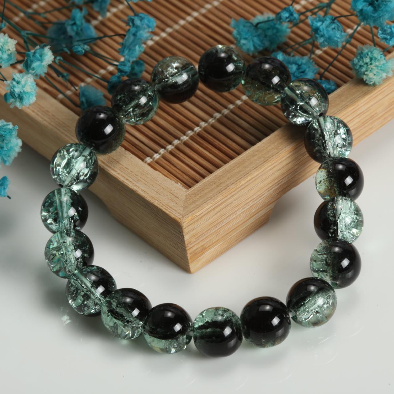 Браслет из круглых стеклянных бусин 10 мм Готовый дизайн Креативный дизайн Бусины Ручная работа Современный Смешанный стиль Трендовые Ручные украшения для женщин 1pc