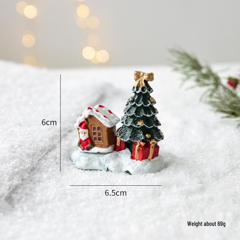 NUCHI Christmas Festival Mini Resin Tree and Santa House Ornaments