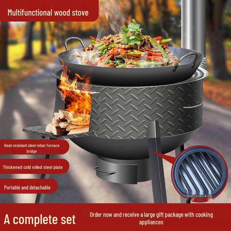 Extra Thick Patterned Steel Portable Wood-Burning Stove for Home & Outdoor Use