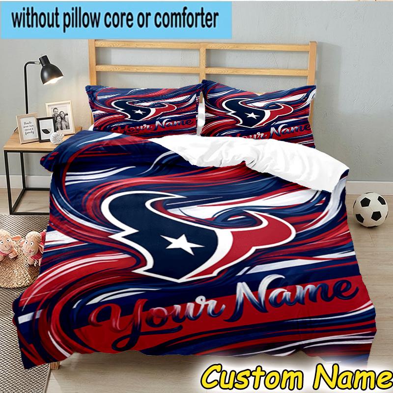 3pcs Custom Name Houston-Texans Artwork Bedding Set Includes 1 Duvet Cover & 2 Pillowcases for All Seasons Dormitory Home Decor Christmas gifts