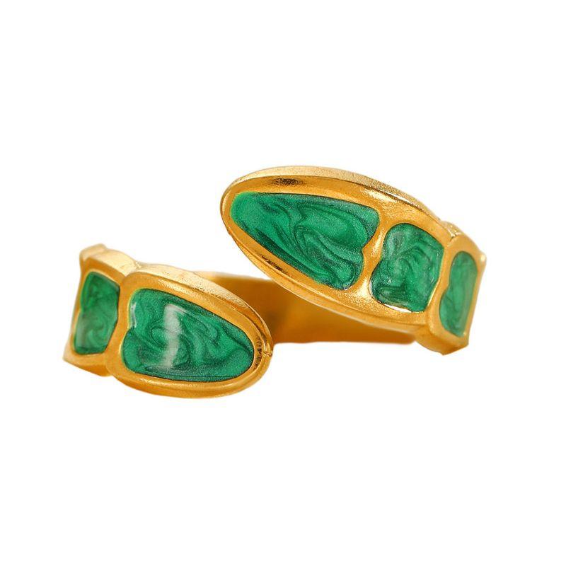 Bohemian Oil Drip Gradient Vintage Layered Titanium Steel Ring European and American Ins Style Geometric Open Stainless Steel Ring
