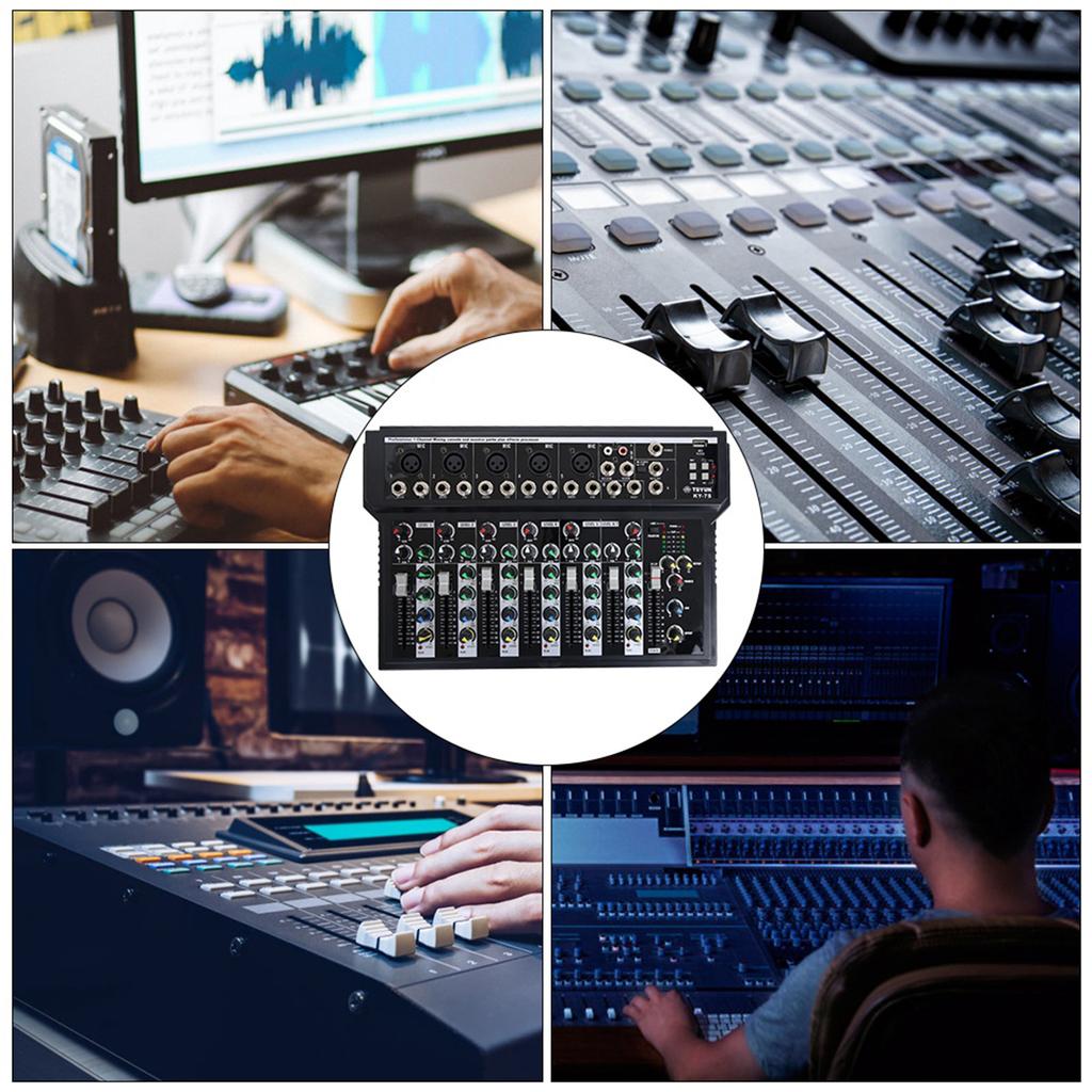 Professional 7 Channel Dual LED Display Low Noise Stage Mixer