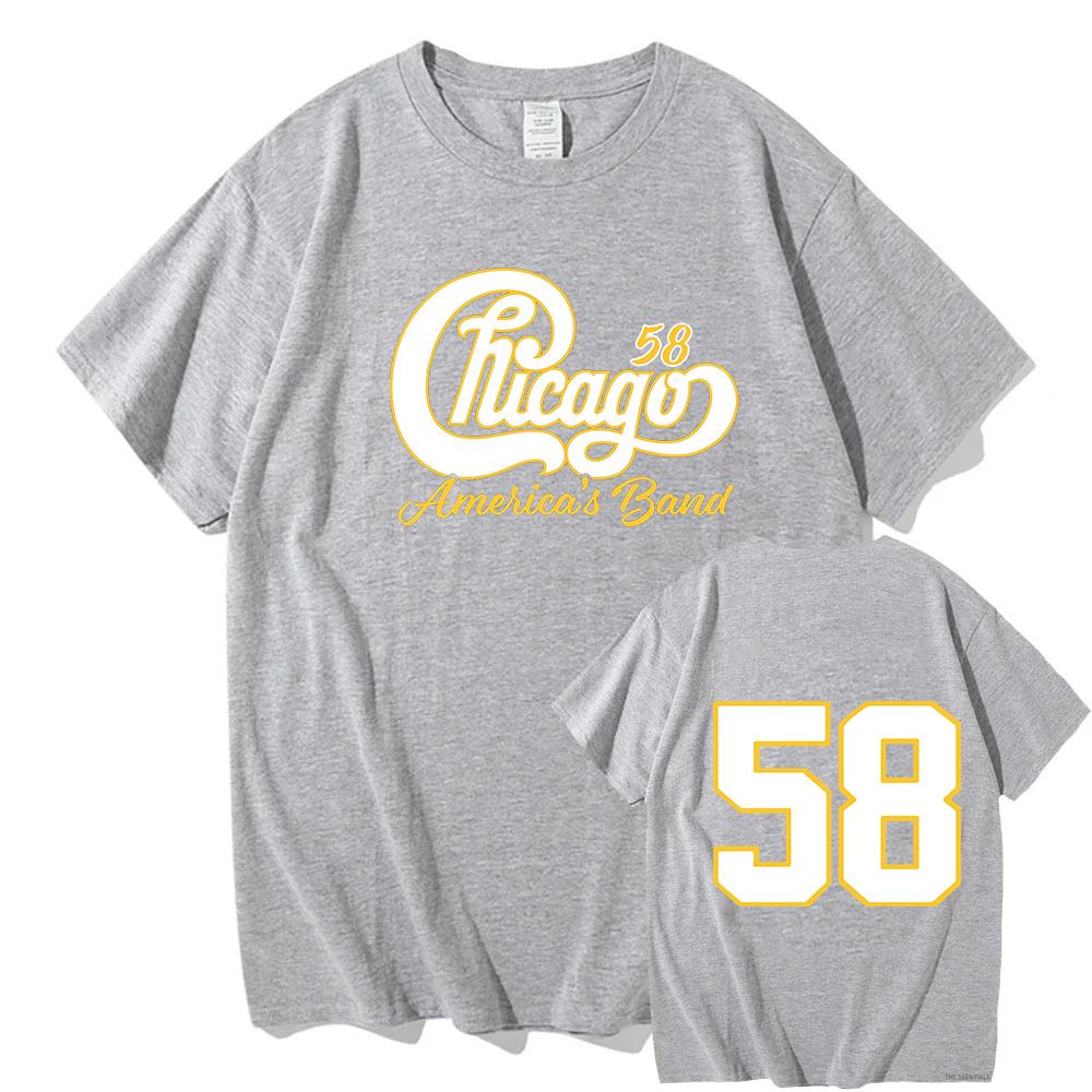 58 Chicago America's Band Printed Tshirt Streetwear Unisex Short Sleeve Cotton Female T-shirt Graphic Printing Tees Women Shirts