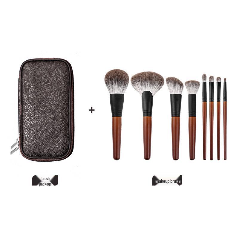 8-Piece Snow Fox Makeup Brush Set: Soft Powder, Stippling, Animal Hair Eyeshadow & Blending Brushes