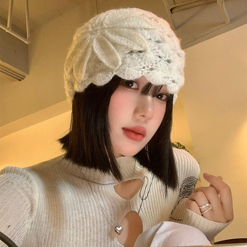Bohemian Style Beanies Hat Thin Hollow Out Knitted Hat Cute Weave Cap  Spring and Summer