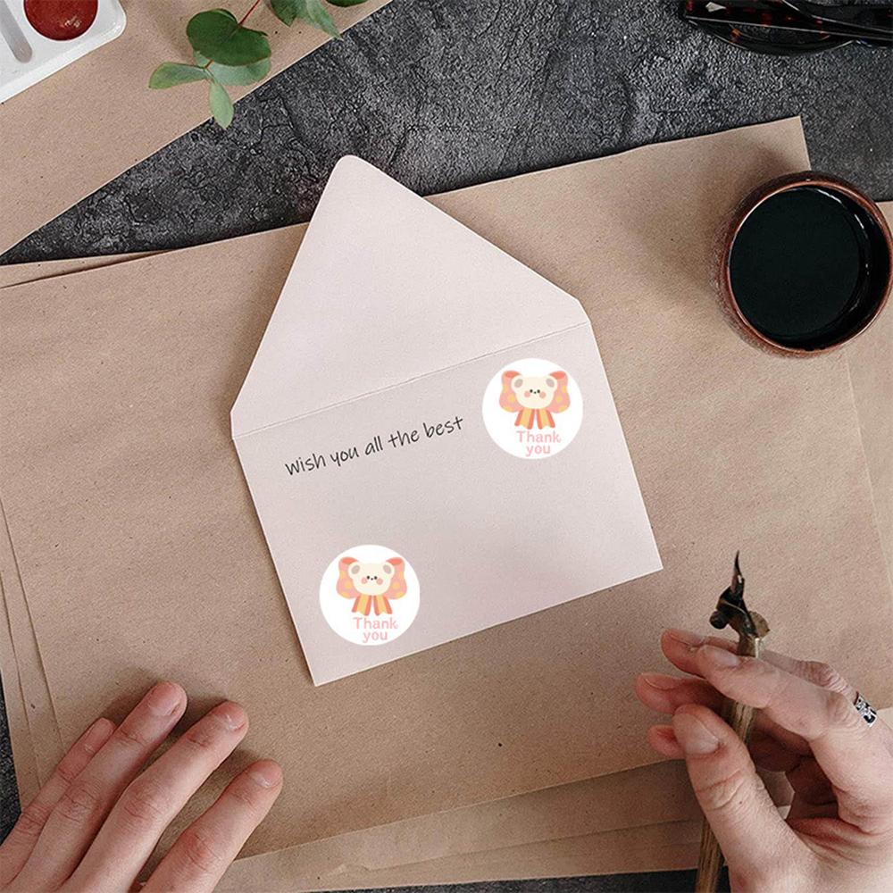 100-500pcs Cute Bear Thank You Sticker Children Sealing Labels Sticker for Gift Envelope Kid Gift Packaging Decorative Stickers