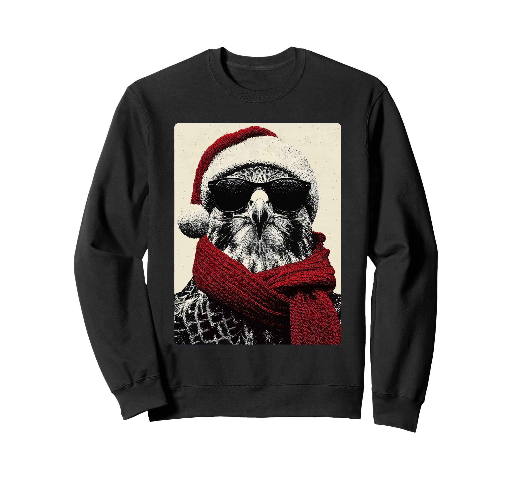 

Retro Christmas Eagle Sunglasses Santa Hat Funny Animal Sweatshirt