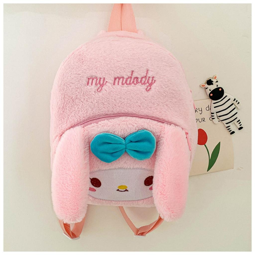 Cartoon Lovely Hello Kitty Plush Backpack Cinnamoroll Kuromi Girl Heart Large Capacity My Melody Shoulders Bag Christmas